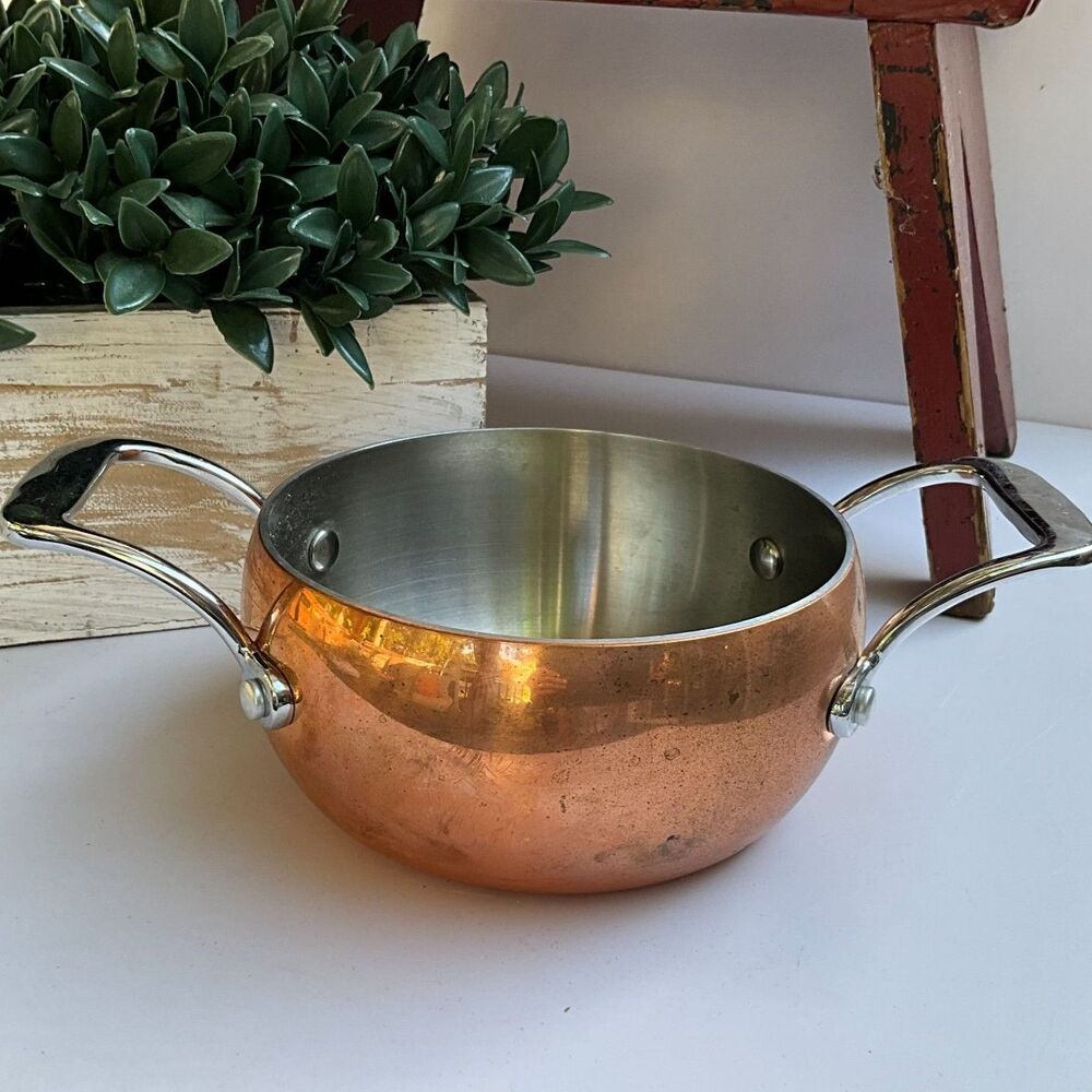 TL Mulino New York Copper Sauce Pan Pot with handles EUC